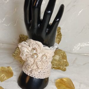 Manchette mariée ivoire fleur