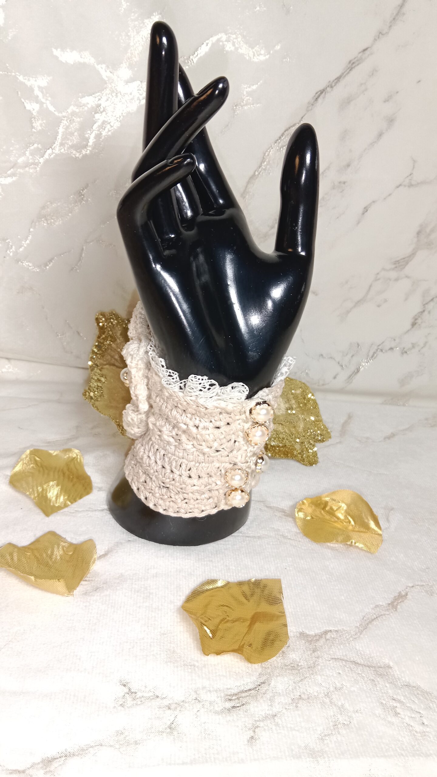 Manchette mariée ivoire fleur – Image 2