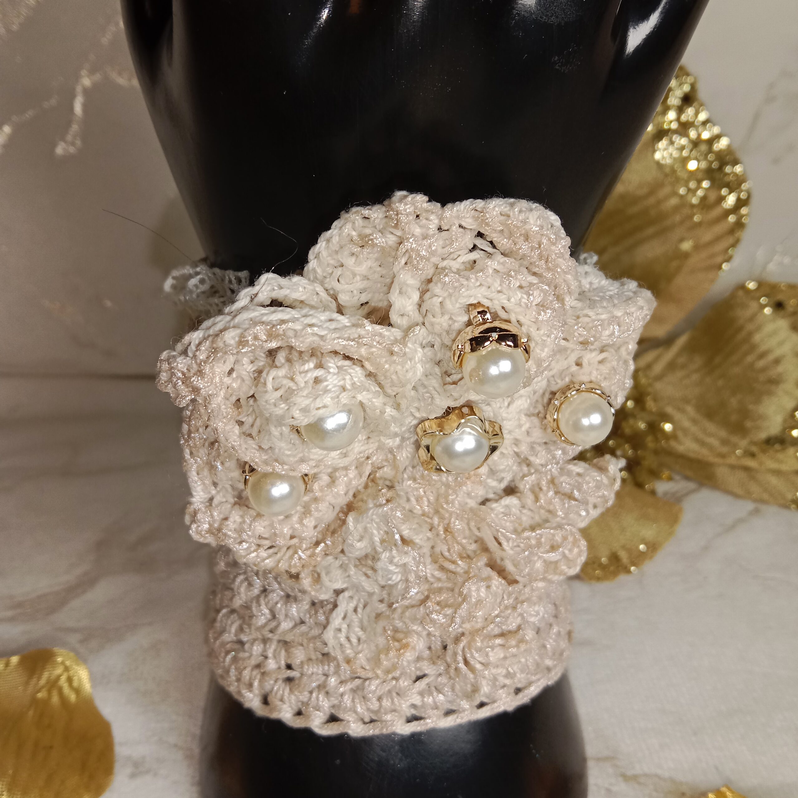 Manchette mariée ivoire fleur – Image 4