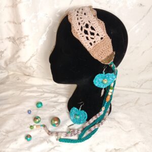 Bandeau bohème beige et turquoise