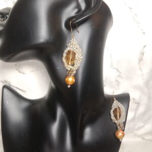 Boucles d'oreilles macramé dorées