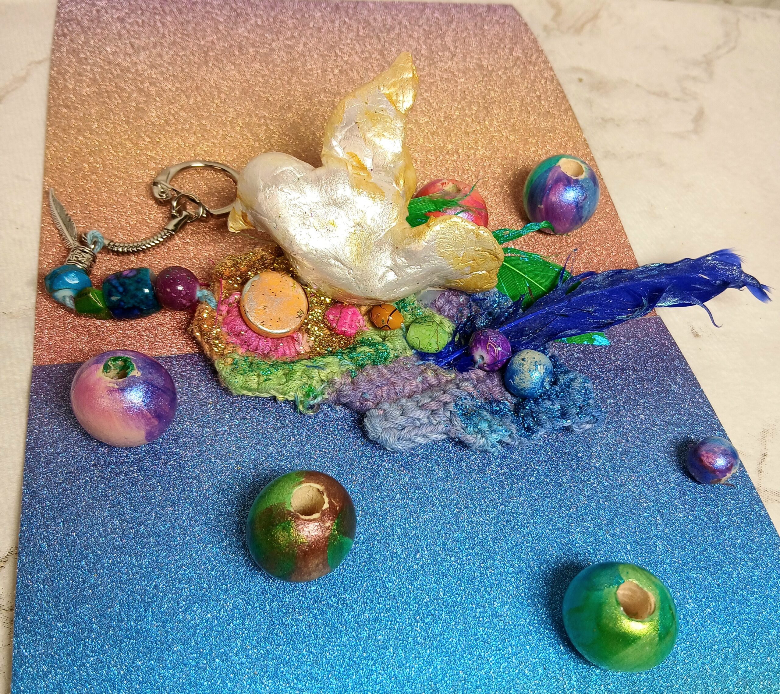 Porte-clés oiseau et plumes – Image 3