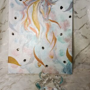 Toile aquarelle cheval au galop