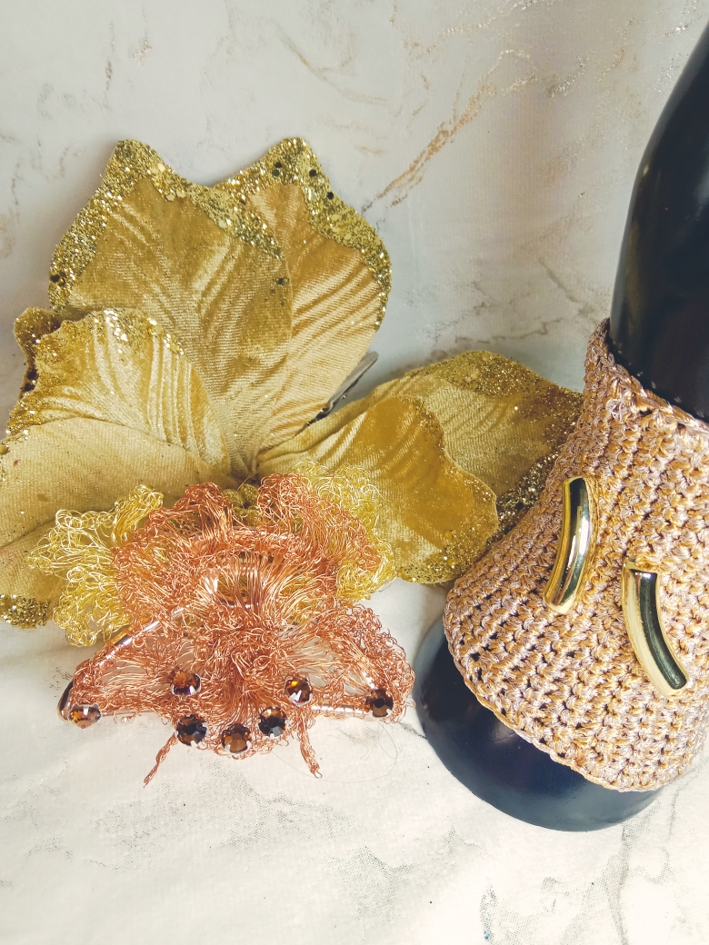 Pince à cheveux fil de laiton or et cuivré – Image 3