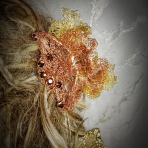 Pince à cheveux fil de laiton or et cuivré