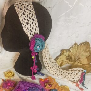 Bandeau bohème floral crocheté