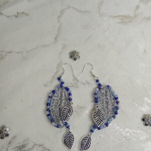 boucles d'oreilles feuilles et perles de rocaille