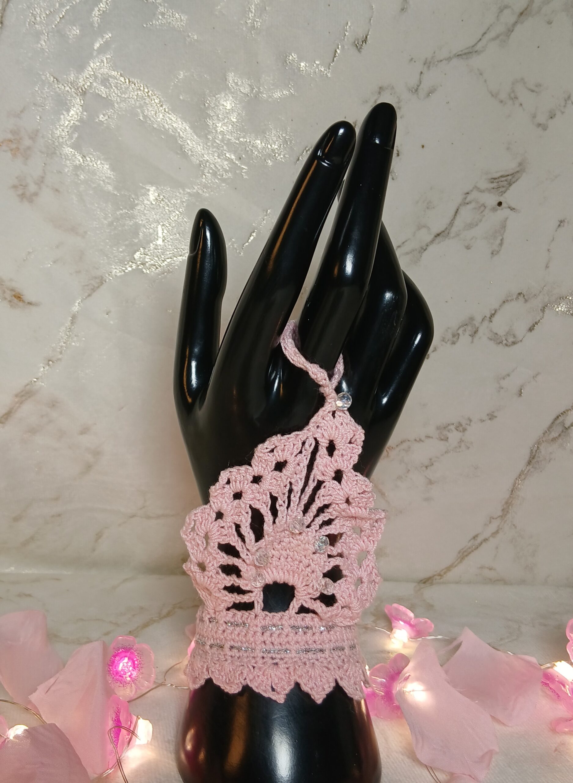 Manchette rose dentelle – Image 3