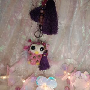 Porte-clés petite chouette violette