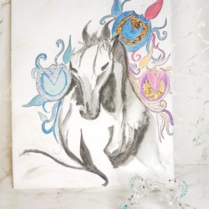 Toile cheval en noir et blanc